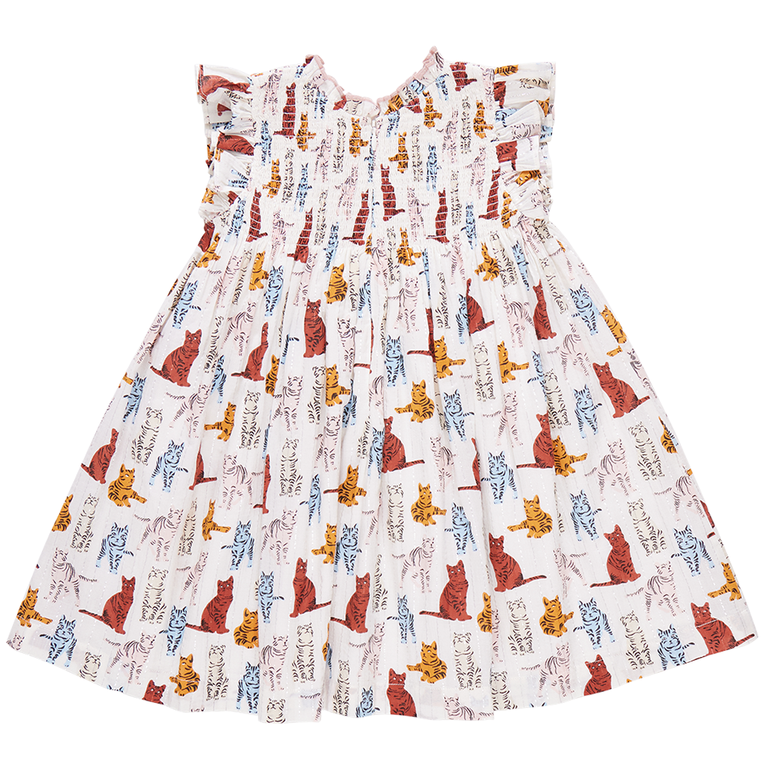 pink chicken cat dress strapless open back dress Girls' Pink Cat Print Twirl Dress 8